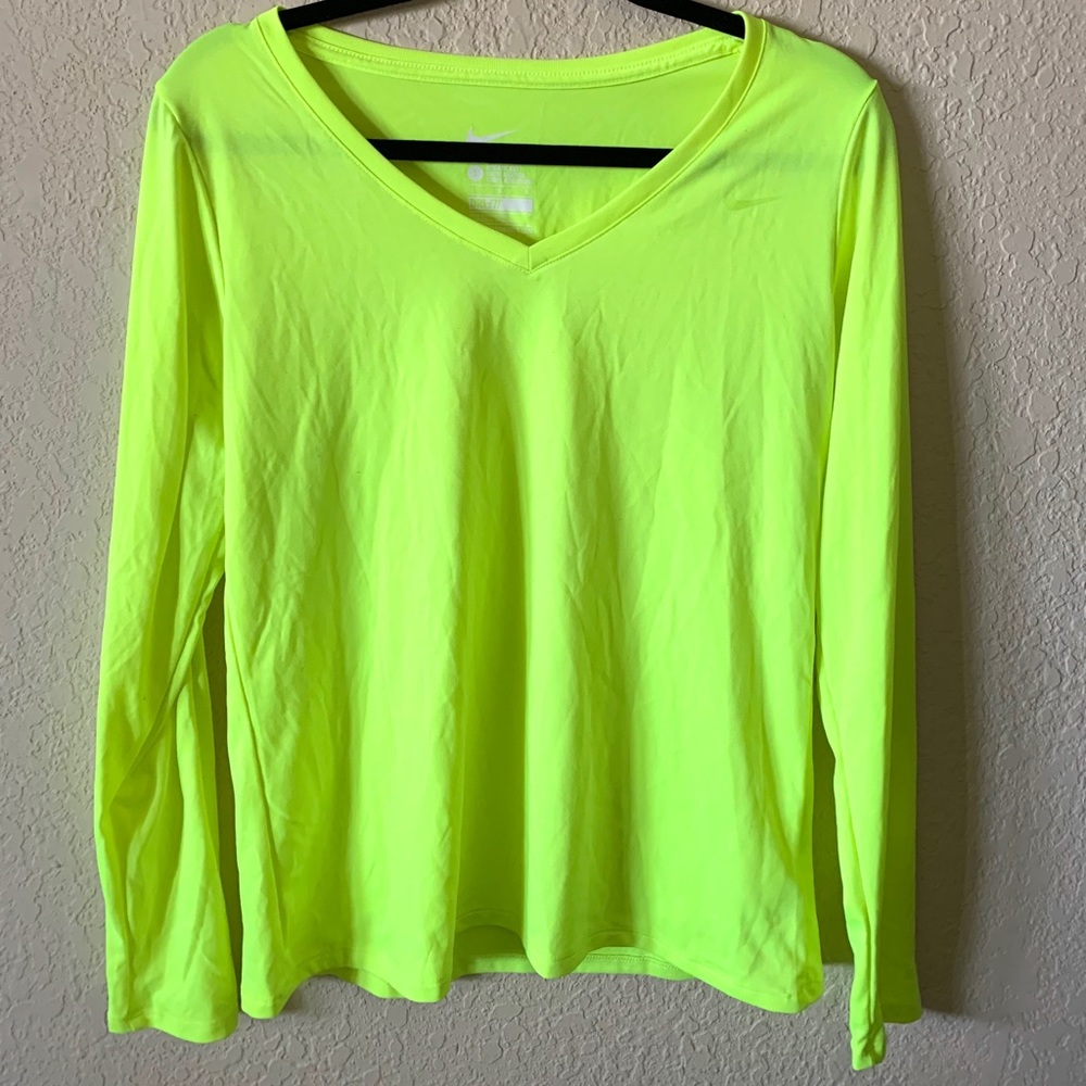 NIKE | Large Neon Yellow Dri-Fit Athletic Cut Tee